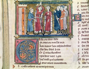 Ms 3142 fol. 179 Výzbroj rytíře, z Recueil de Poesies Francaises, kolem 1280-90 od French School