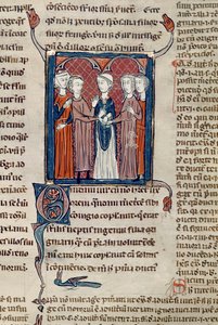 Ms 372 fol.168 Svatební scéna, z Decrets de Gratien od French School