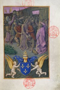 Paní 473 Jidáš líbající Krista, miniatura z Heures de Charles de France, kolem 1466-69 od French School
