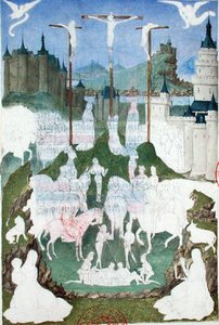 Ms 473 Ukřižování nebo Golgota, nedokončená miniatura z „Heures de Charles de France“, kolem 1466-69 (kvaš na papíře) od French School
