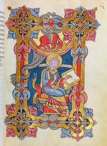 Ms 479 fol. 33 St. Lukáš, z Les Gospels de lAbbaye de Cysoing od French School