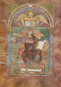 Ms 4 fol. 66v St. Mark, from the Gospel of St. Riquier, c.800 od French School