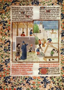 Ms 5064 fol.2v Stavba domu, z Livre des Prouffitz Champestres od Pietra de Crescenzi (1230-132021) od French School