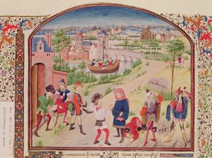 Paní 927 Fol.29v Odvaha a zbabělost, z Etiky, politiky a ekonomie od Aristotela (384-322 př.nl) od French School