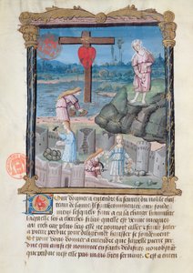 Ms 978 fol.31 Stavba hradu, ilustrace z duchovního pojednání pro laiky od Gabrielle de Bourbon od French School