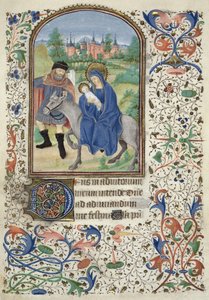 Ms Euing 4 f.55r Útěk do Egypta, z Glasgow Hours, asi 1450-60 od French School