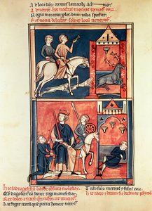Paní Fr 1098 Lov na jelena a krále, možná Dagobert I. (632-39) na jeho trůnu, ze Života a zázraků sv. Denise od French School