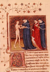 Paní Fr 22531 Fol.58v. Vyšetření pacienta z knihy „Kniha vlastností věcí“ od Angličana Barthelemyho, c. 1410-15 (vellum) od French School
