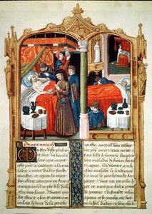 Paní Fr 2829 fol. 90 Zázraky u hrobu sv. Ludvíka, z Le Livre des Faiz de Monseigneur Saint Louis od French School