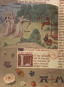 Paní Fr 9197 fol.140v Diana lov, z Livre des Eschecs D