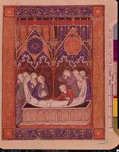 Ms Lat 10525 Fol.28 Pohřeb Jákoba v Kanaánu, z žaltáře St. Louis, c.1258-70 od French School