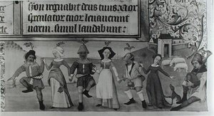 Paní Lat 1173 f.20 Pastorační tanec, z hodin Charlese dAngouleme, kolem 1480 od French School