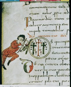 Paní Lat 1248 fol. 76v Historická iniciála O, ze Sacramentary of Gellone od French School