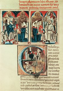 paní Lat. 6912 fol.1v Židovský učenec představuje překlad arabského pojednání Philippe dAnjou od French School