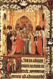 Paní Lat 919 fol. 37 Sňatek Panny, z Grandes Heures de Duc de Berry od French School