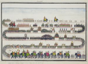 Muharram Ceremony, Faizabad, 1772 z The Gentil Album, vydaného v roce 1774 od French School