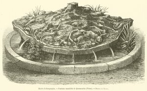 Etnografické muzeum, Quonncacha Monolith Fountain, Peru (rytina) od French School