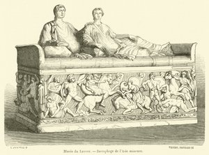 Muzeum Louvre, sarkofág Malé Asie (rytina) od French School