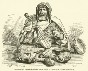 Židovský hudebník, kostým z Mogadoru v Maroku (rytina) od French School