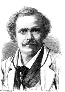 NADAR (Gaspard Felix TOURNACHON) (1820-1910), francouzský spisovatel, karikaturista, vzduchoplavec a fotograf. Rytina 1867 od French School