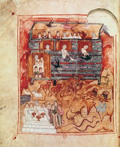 N.A.L 2334 fol.10v Noemova archa, z Pentateuchu De Tours od French School
