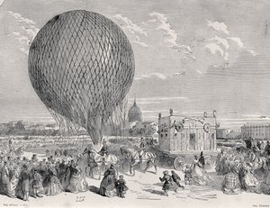 Balón Nadars, Le Géant se připravuje na Champ de Mars v Paříži na svůj první let 4. října 1863, ilustrace z Paříže a Travers Les Siecles: Tome 5, 1889 od French School