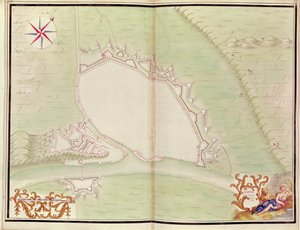 Namur, z Atlasu Ludvíka XIV. Mapy cizích míst, 1665 (pero, inkoust a mytí) od French School