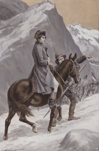 Napoleon při přechodu Alp od French School