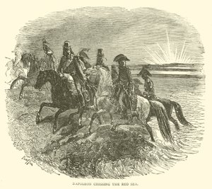 Napoleon překračující Rudé moře (rytina) od French School