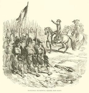 Napoleon kontroluje vojáky pro Španělsko (rytina) od French School