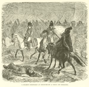 Napoleon překvapil u Brienne skupinou kozáků (rytina) od French School