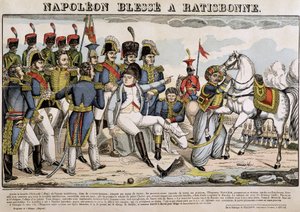 Napoleon zraněn v Regensburgu - obraz Epinalu od French School