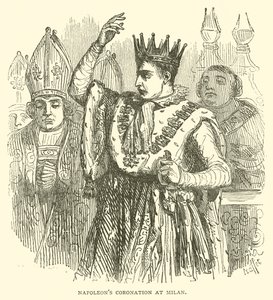 Napoleonova korunovace v Miláně (rytina) od French School