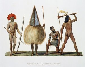 Domorodci z Nového Irska, z Voyage around the World, popraveni Řádem krále na La Corvette de Sa Majeste, La Coquille v letech 1822, 1823, 1824 a 1825, Louis Isidore Duperrey (1786-1818 od French School