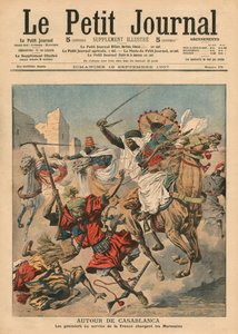 Poblíž Casablancy, goumiers útočící na Maročany, ilustrace z 