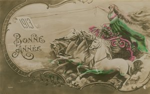 Novoroční přání, 1913. Pohlednice odeslaná v roce 1913. od French School