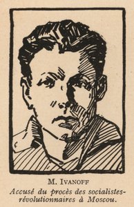 Nikolaj Ivanov, ruský socialistický revoluční politik, jeden z obžalovaných v moskevském procesu se socialistickými revolucionáři v roce 1922, prvním sovětském ukázkovém procesu (lit.) od French School