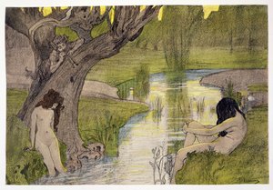 Nymphs Bathing, od LEstampe Moderne, publikoval Paříž 1897-99