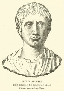 Octavian Augustus, prasynovec a adoptivní syn a dědic Julia Caesara (rytina) od French School