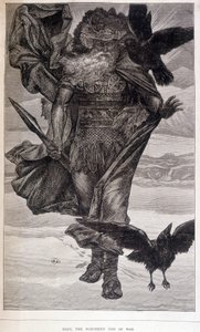 Odin, germánský bůh války a poezie - rytina od French School