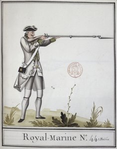Důstojník Marine Royale s bajonetovou mušketou, 1768 od French School