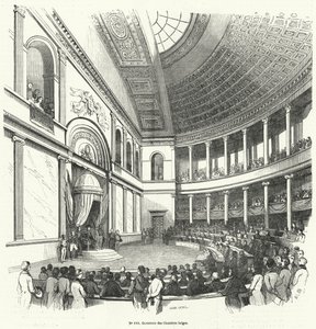 Otevření Poslanecké sněmovny, dolní komory belgického parlamentu (rytina) od French School