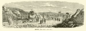 Ostia, námořní přístav starověkého Říma, Itálie (rytina) od French School