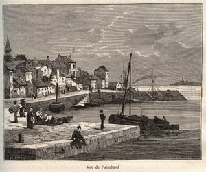 Paimboeuf - Loire-Atlantique, v oblasti Pays de la Loire - rytina v „La France illustrée: geografie, historie, statistická správa“ od V.-A. Sladově hnědá. 1884 od French School