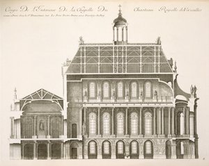 Palais du Louvre: Královská kaple, řez, cca 20. léta 17. století od French School