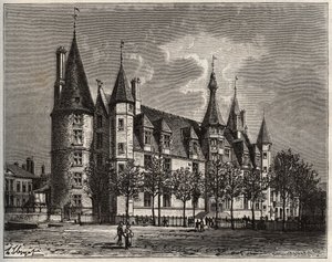 Palais vévoda de Nevers - Chateau du 15. - 16. století - rytina „La France illustree: geografie, historie, statistická správa“ od V.-A. Sladově hnědá. 1884 od French School