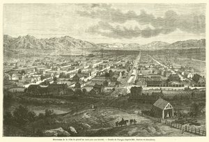 Panorama města velkého jezera Sale (město svatých) (rytina) od French School