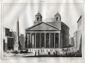 Pantheon - Řím - Roma - Rytina z „“Itálie malebné”” - Historická a popisná malba Itálie” od M. de Norvinse, Ch. Nodier 1834-1836. od French School