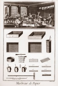 Mramorování papíru – „“ Velká encyklopedie neboli Dictionnaire Raisonne des Sciences, des Arts et des Metiers“ (Encyklopedie neboli Slovník věd, umění a povolání) od Denise Diderota (1713-1784) a Jean d