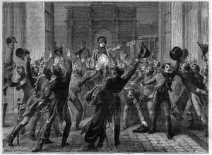 Paříž, 20. března 1815 – Napoleon I. se vrací do Tuileries – Les Cent jours (100 dní) Návrat Napoleona do Tuileries, 20. března 1815 – v „Historie impéria po historii konzulátu““ od Adolphe Thierse - 1879 - soukromá sbírka od French School